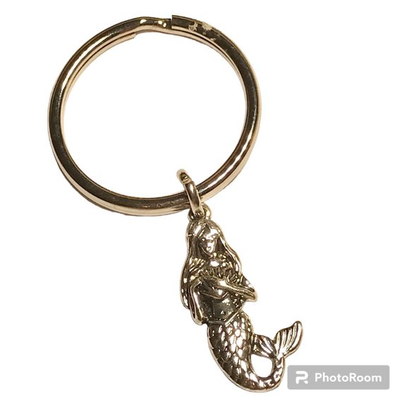 Mermaid Keychain Keyring Silver Tone Metal Charm Island Beach Nautical - Picture 3 of 10